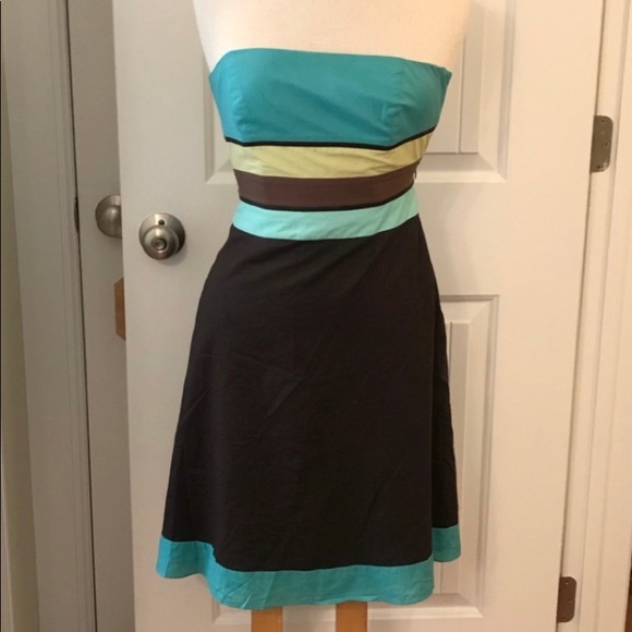 Ann Taylor Color Block Strapless Dress 2 P - Picture 2 of 8
